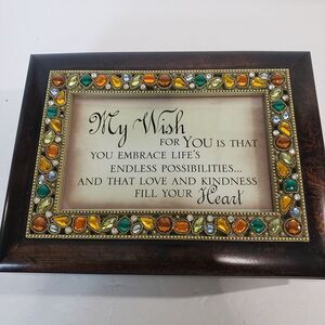 Beautiful Jeweled Inlay Photo Music Box Edelweiss Gift Jewelry Keepsake